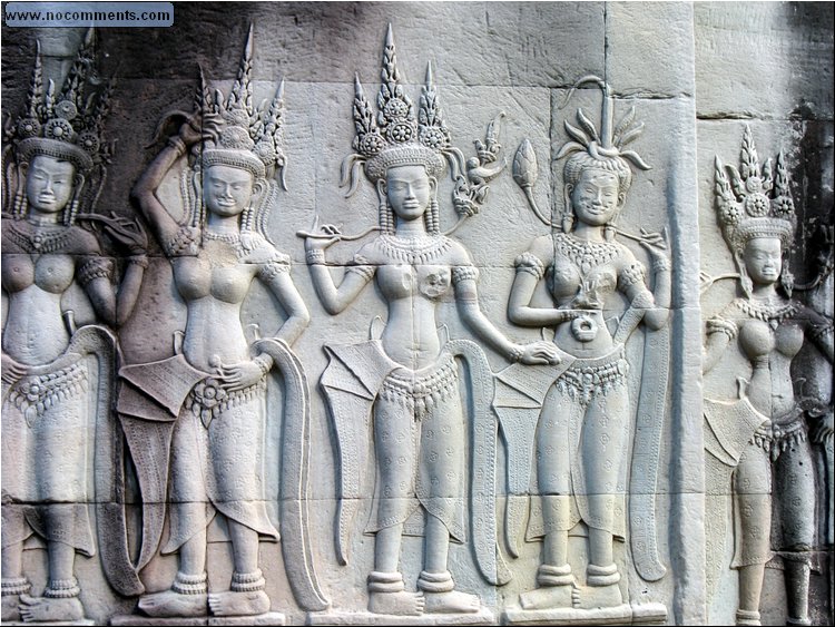 Angkor Wat -5 of the 2000 apsara (celestial female dancers) that adorn the walls of Angkor Wat - no two are alike.jpg